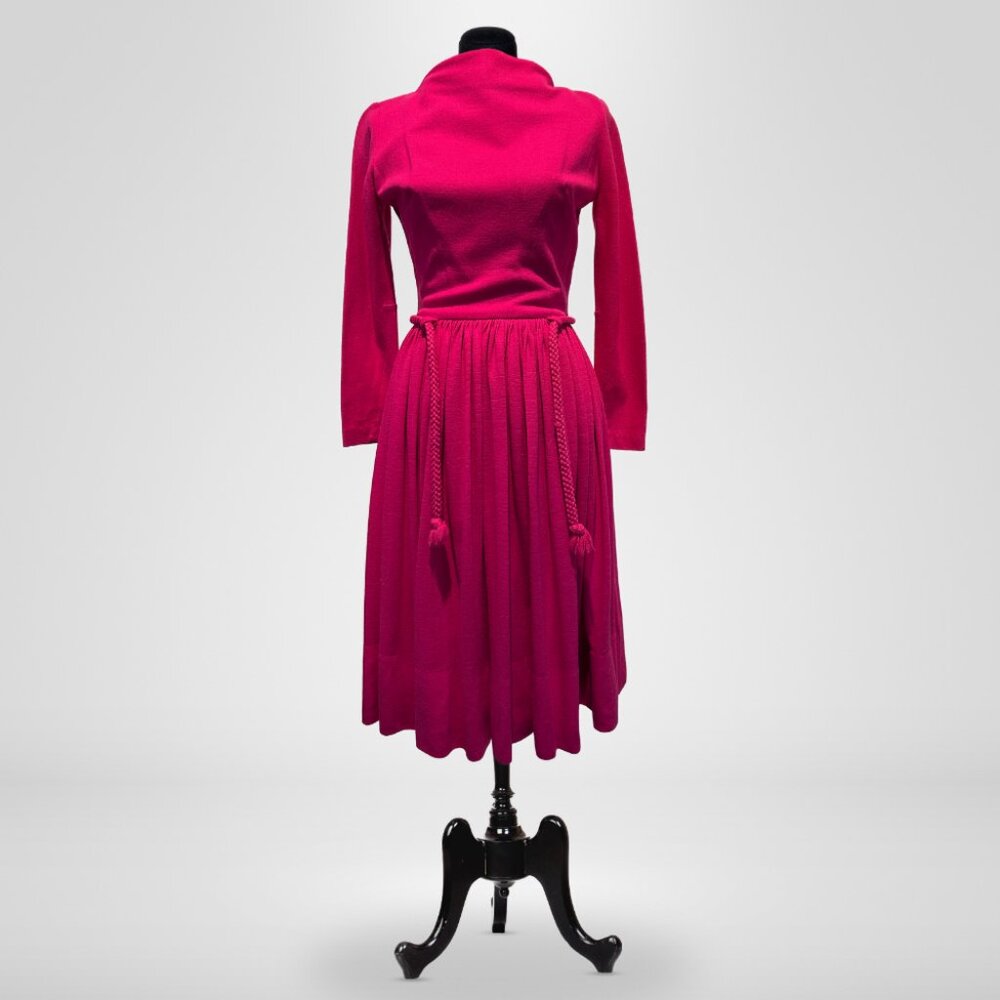 Vintage Pixie of California Fuchsia Wool Dress | Approx. Size 2-4